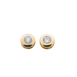 9ct Yellow Gold 0.40ct Rubover Set Diamond Stud Earrings